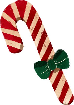Handdrawn Textured Christmas Candy Cane